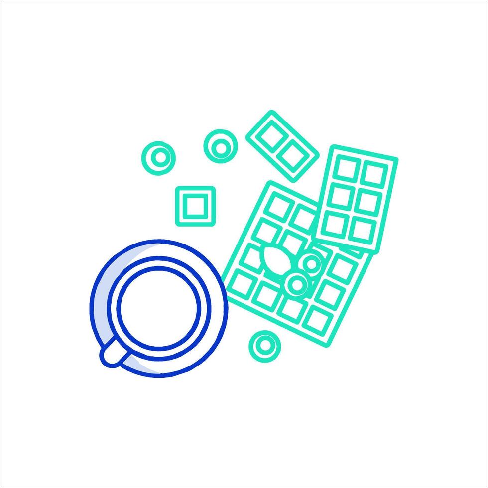 A coffee cup and a piece of paper with a piece of paper vector