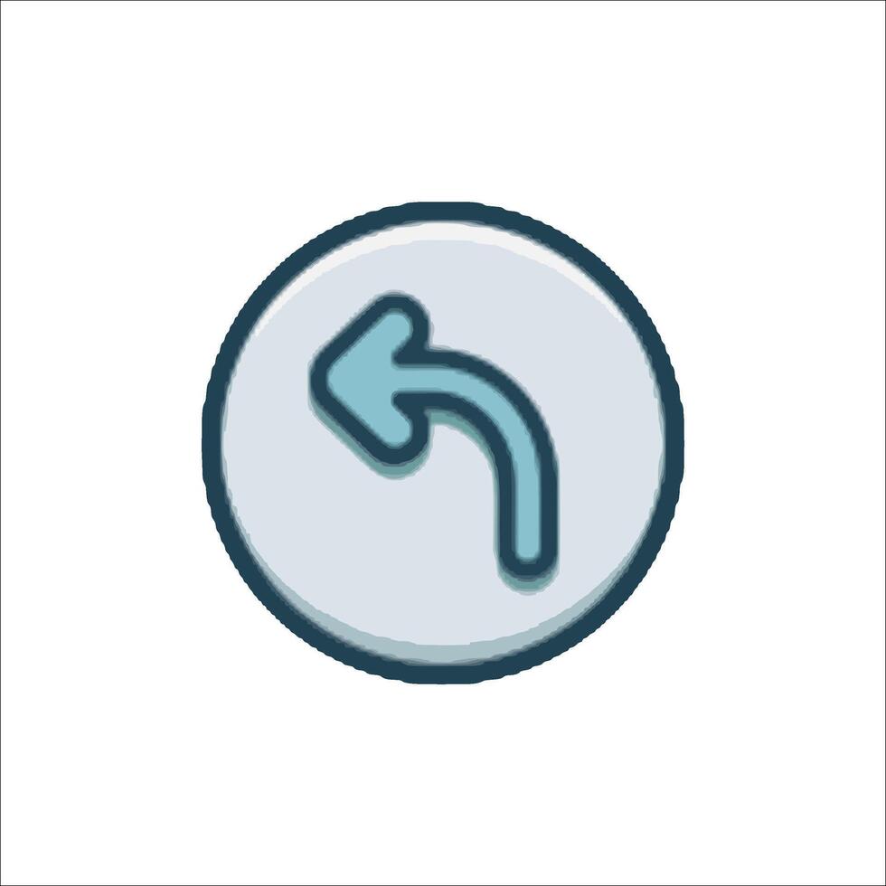 A round button with an arrow pointing to the left vector