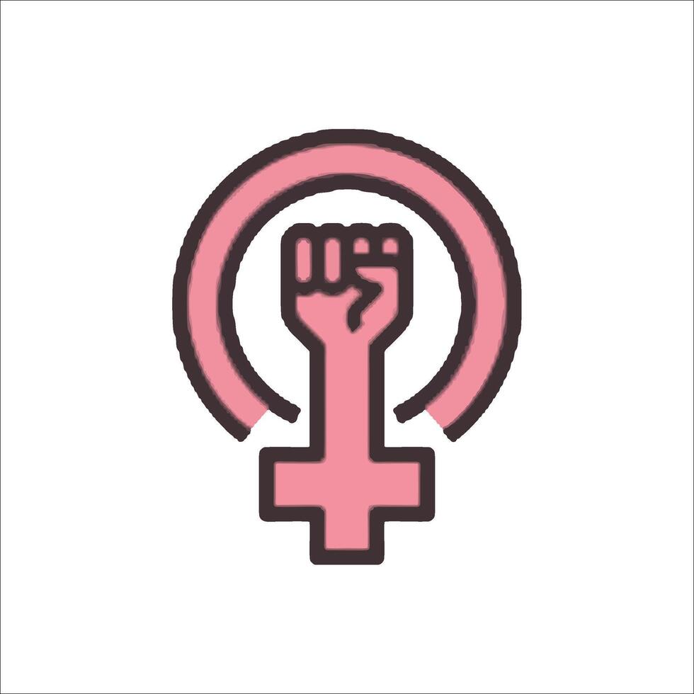 A pink female fist icon vector