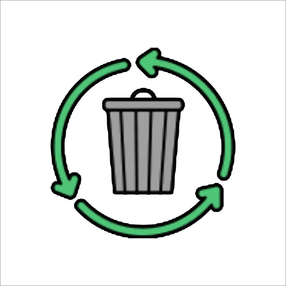 A trash can with arrows around it vector