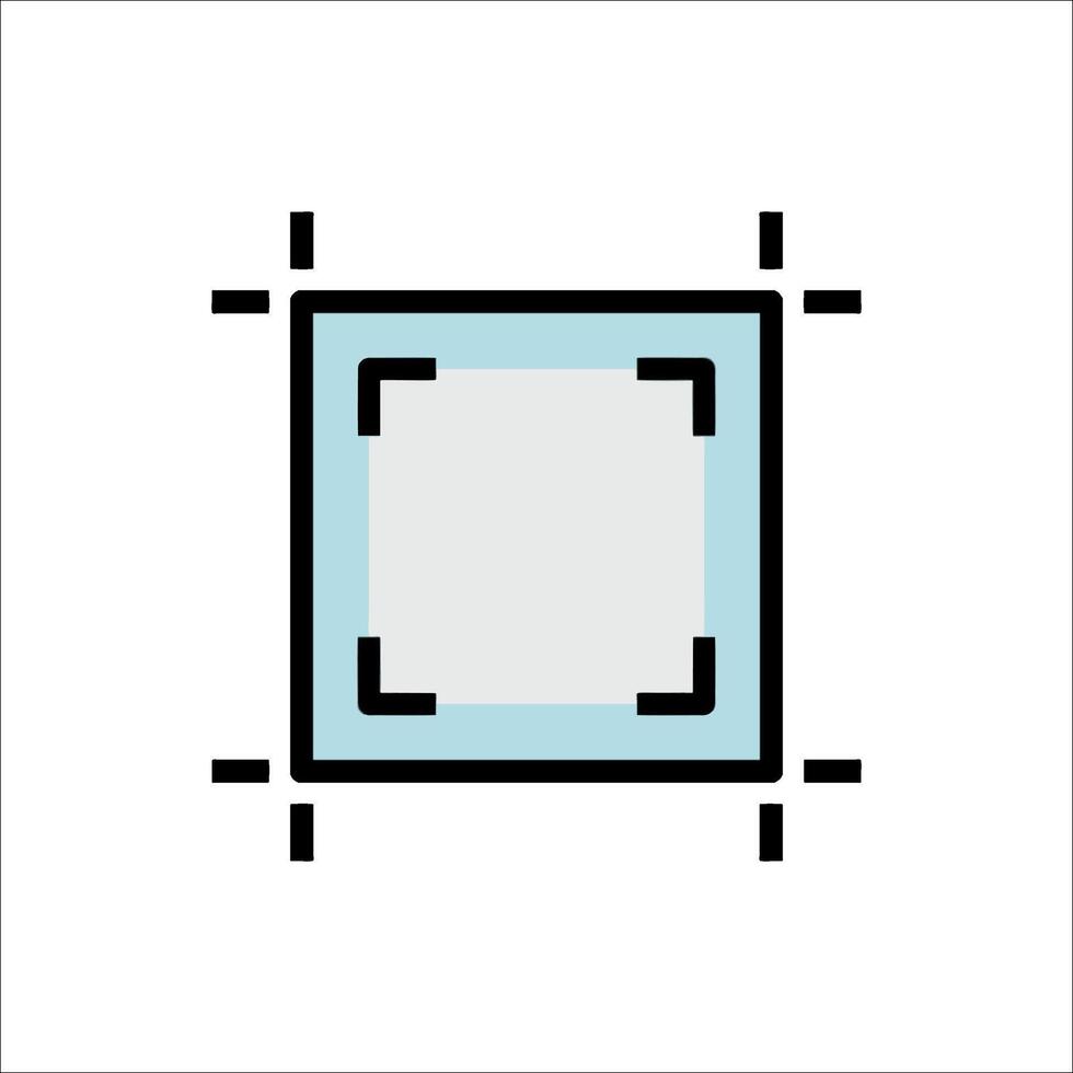 A square with a black border and a blue border vector