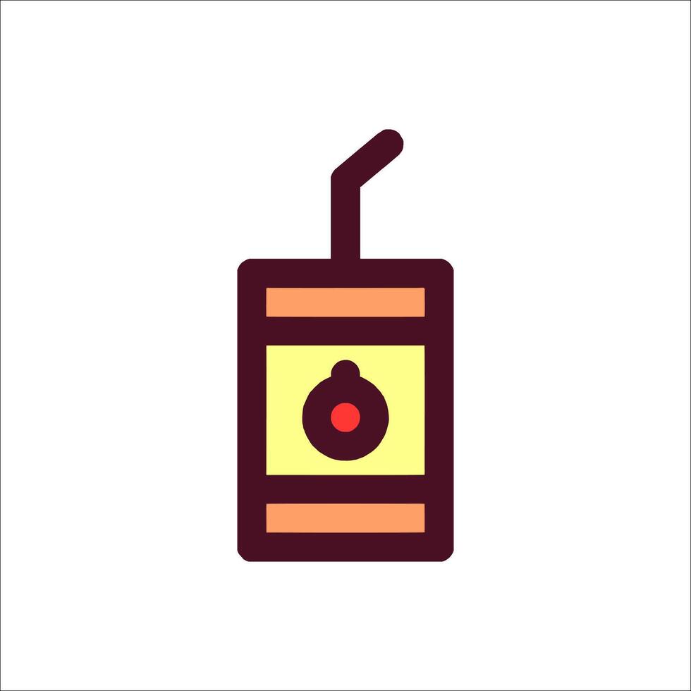 A drink with a straw and a red button vector