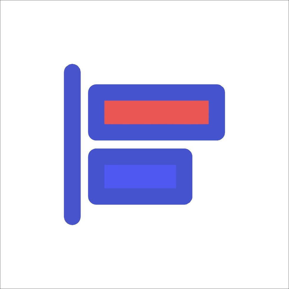 A flat icon of a red and blue rectangle vector