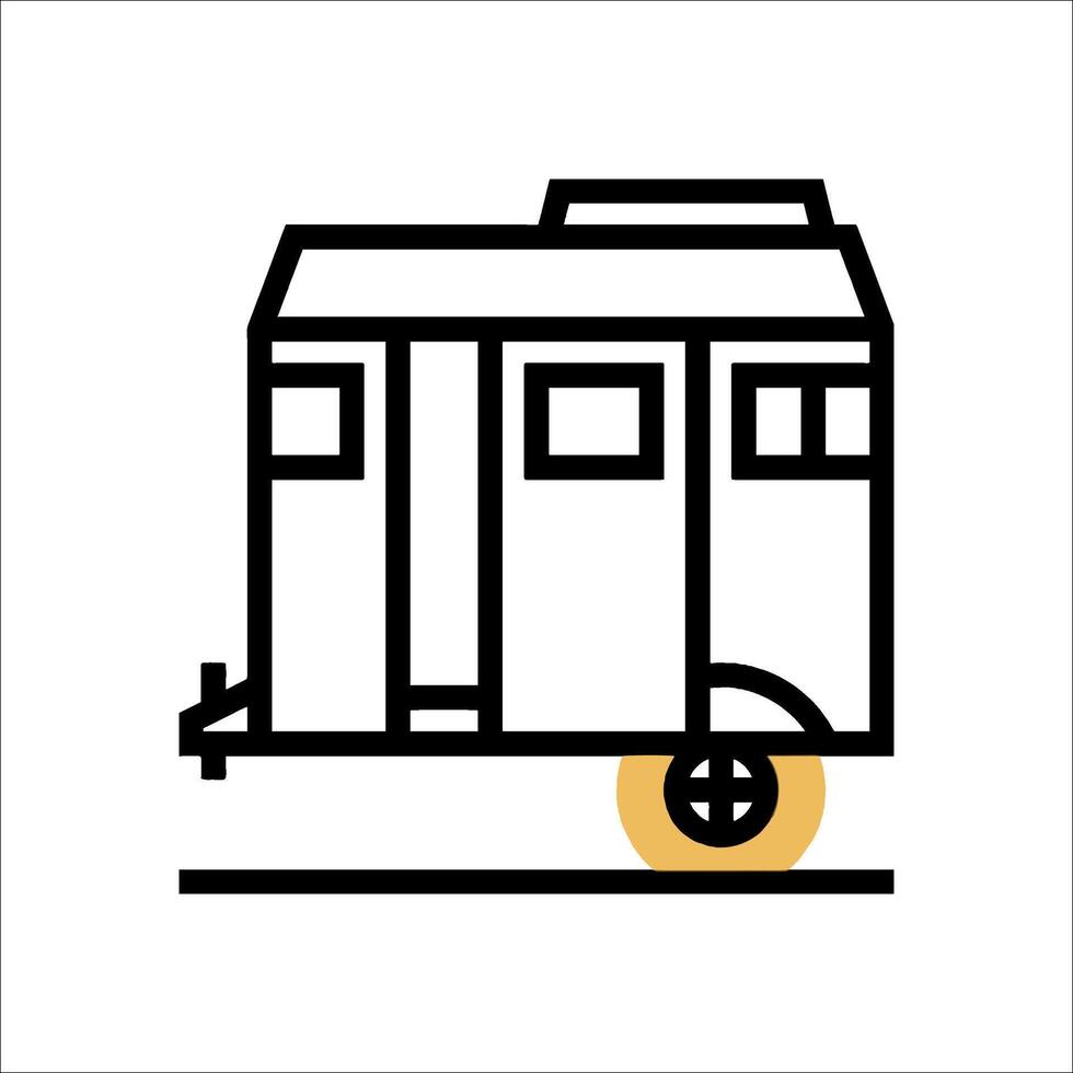 A black and white image of a small trailer vector