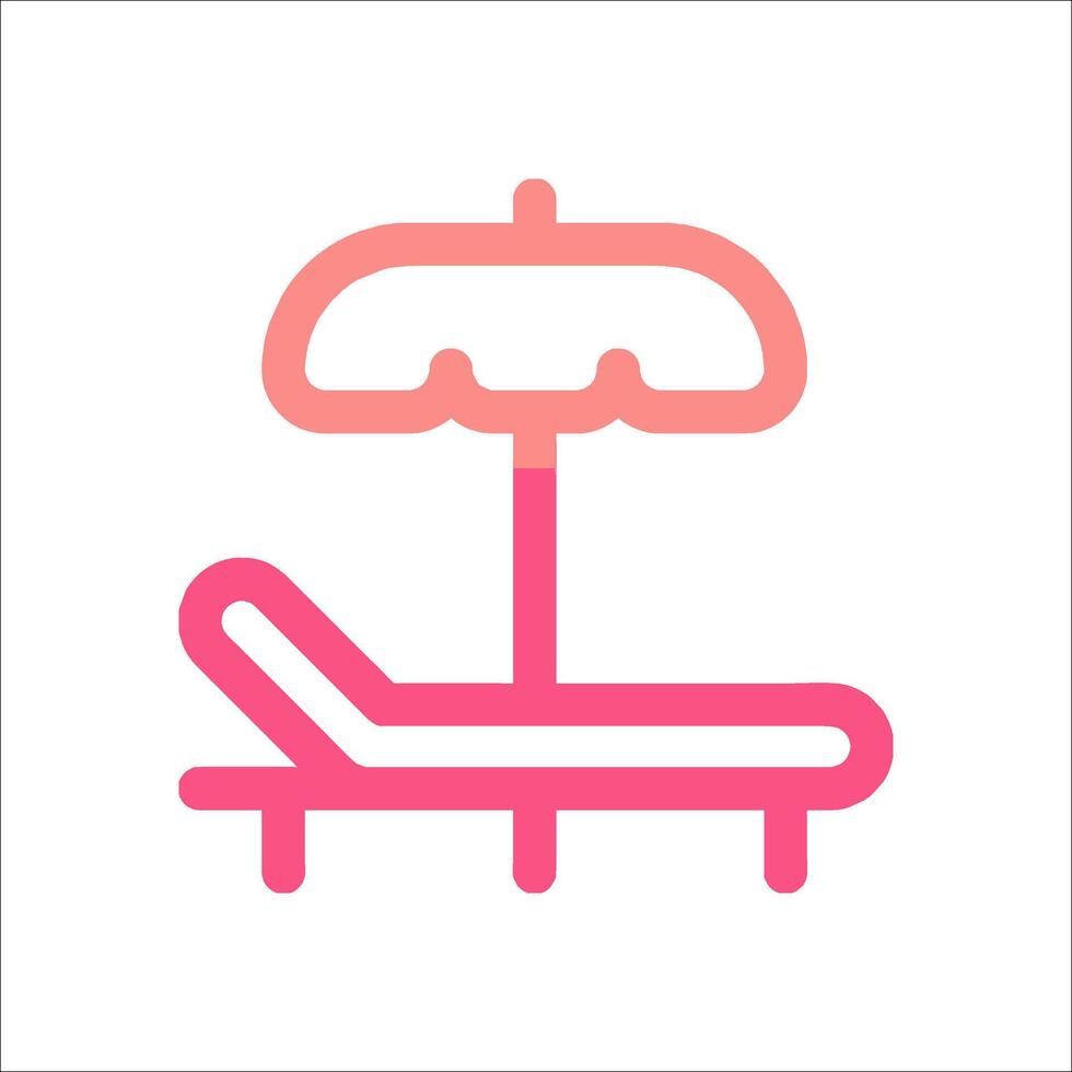 A beach chair and umbrella icon vector
