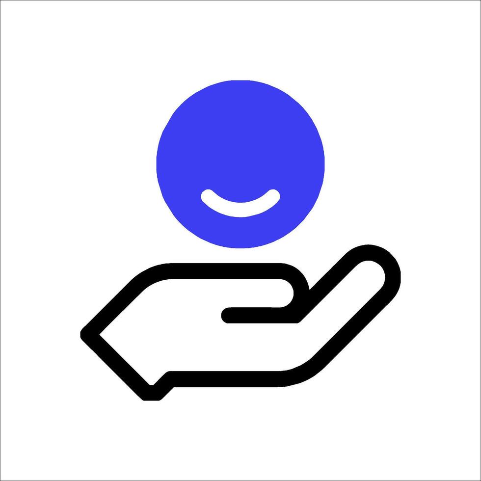 A hand holding a smiley face icon vector