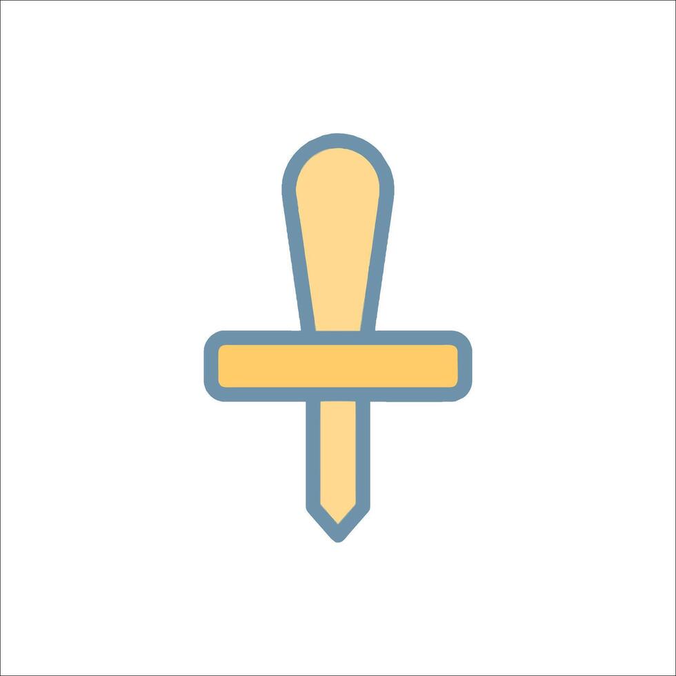 A blue and yellow cross icon vector