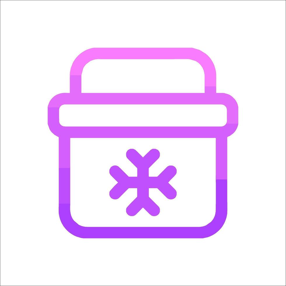 A purple and pink icon of a box with a snowflake on it vector