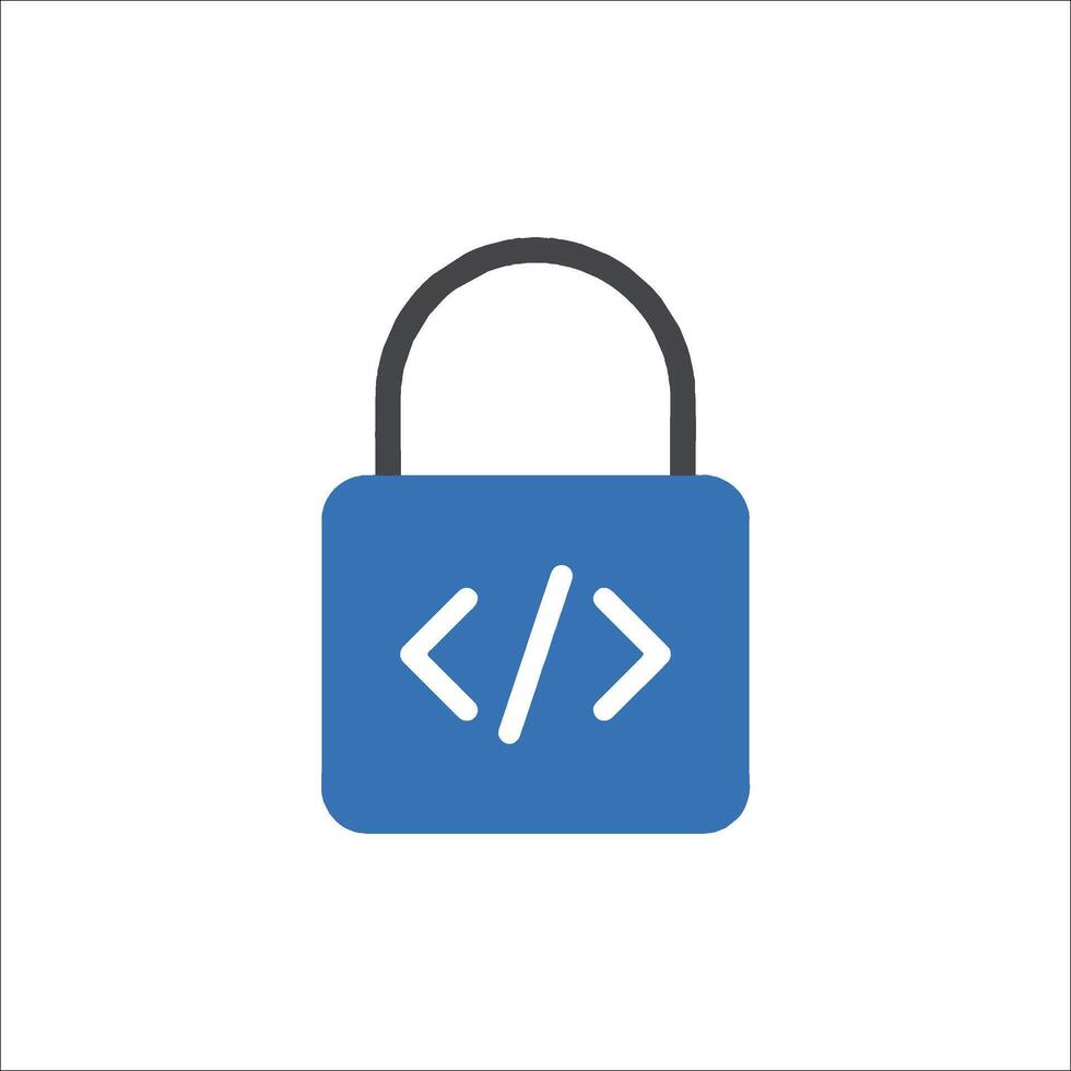 A blue padlock with the word code in it vector