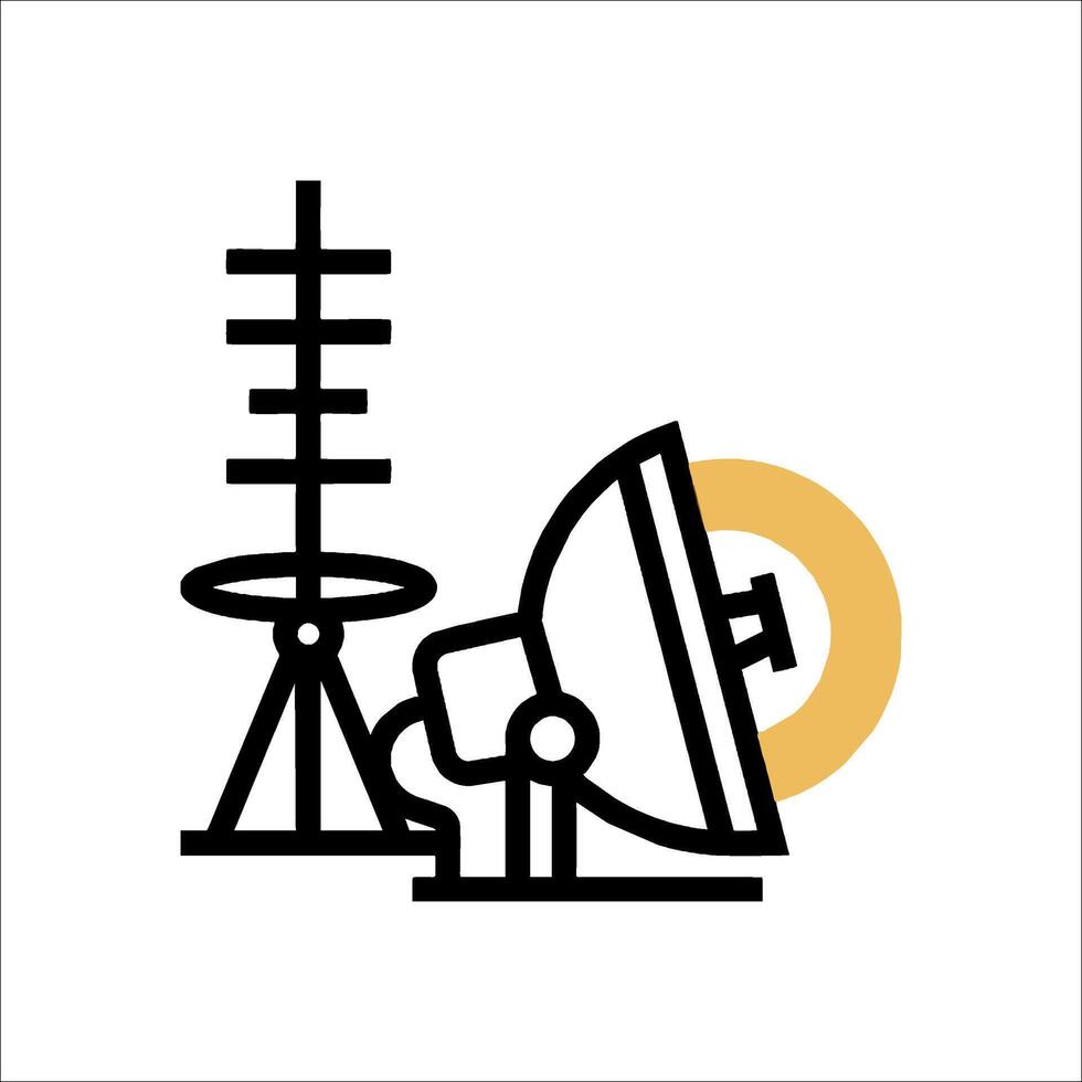 A black and white illustration of a radio tower vector