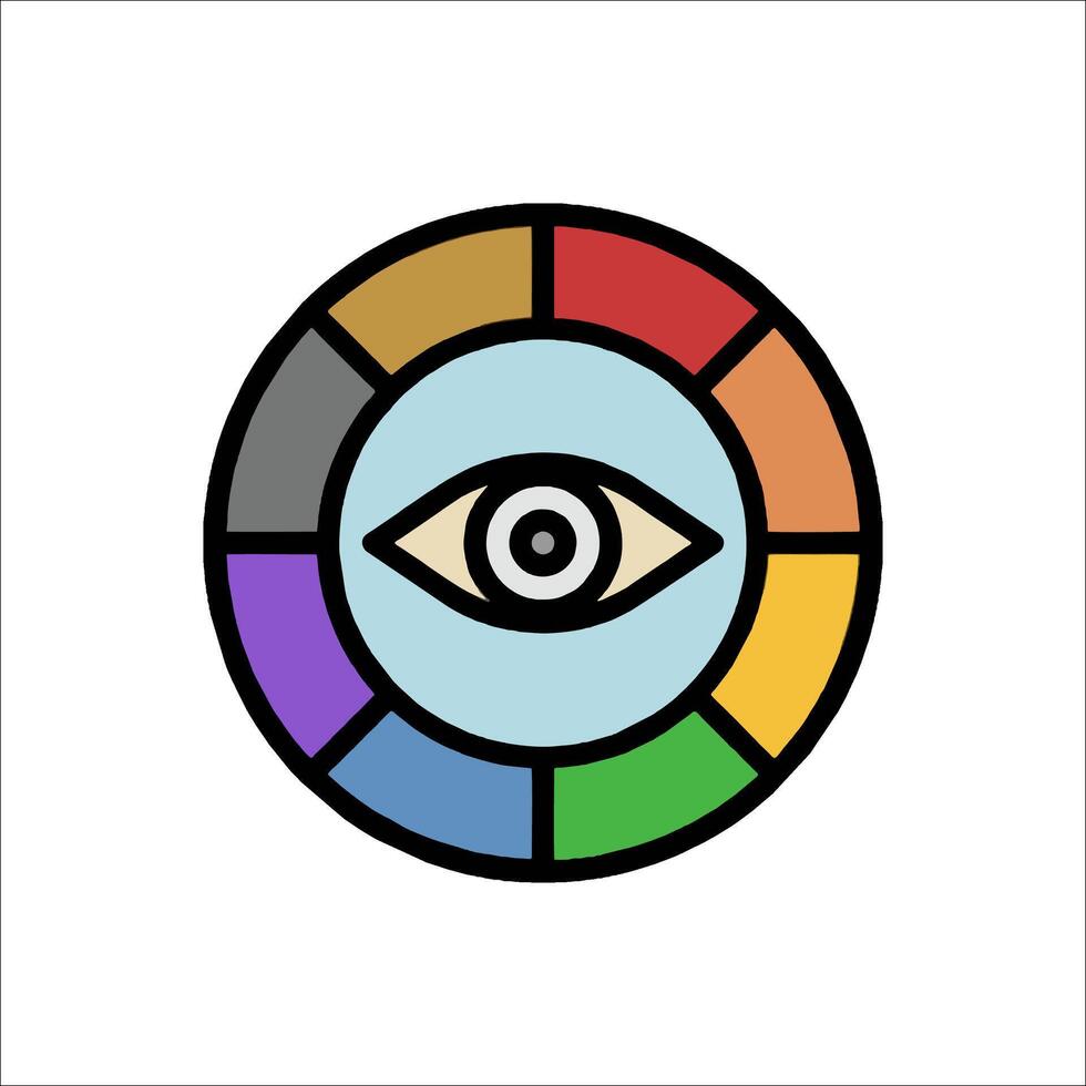 An eye in a circle with a rainbow colored circle vector