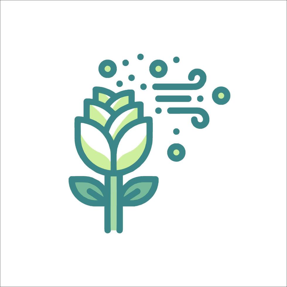 A green flower with bubbles coming out of it vector