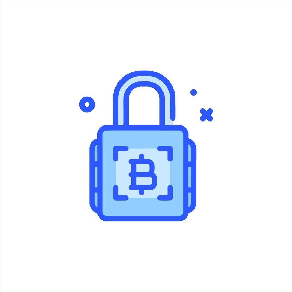 Bitcoin icon with lock icon vector