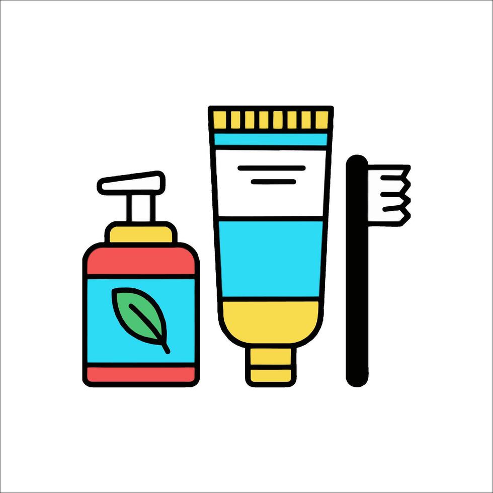 Toothbrush and toothpaste icon illustration vector