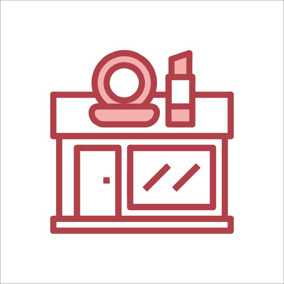 A red line icon of a beauty store vector
