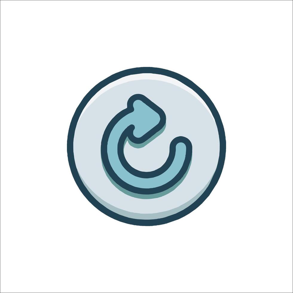 A blue and white icon of a circular arrow vector