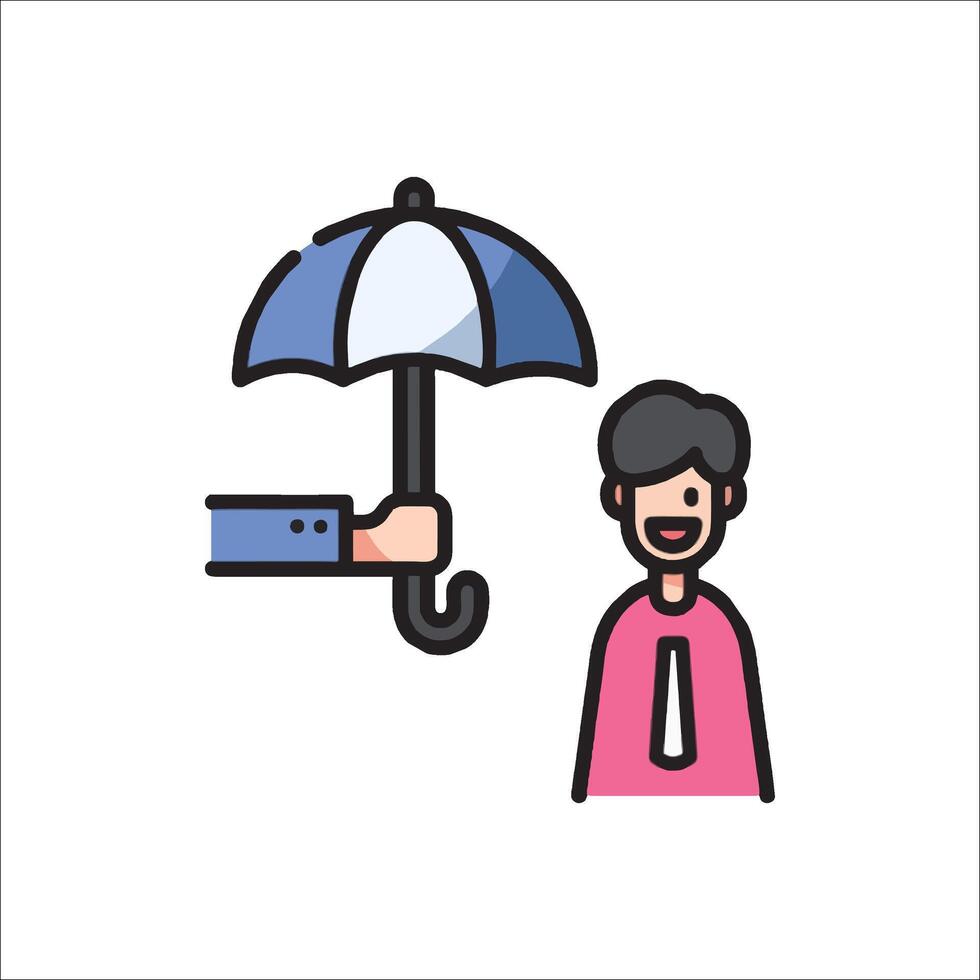 Businessman with umbrella and hand holding it up vector