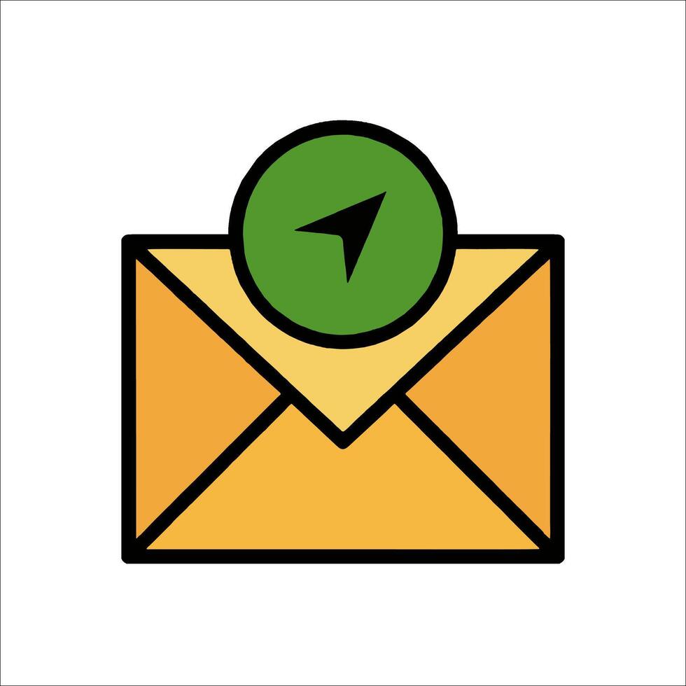 An envelope with a green arrow on top of it vector