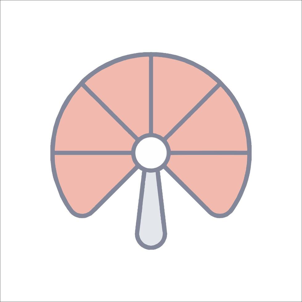 A fan icon with a handle and a blade vector