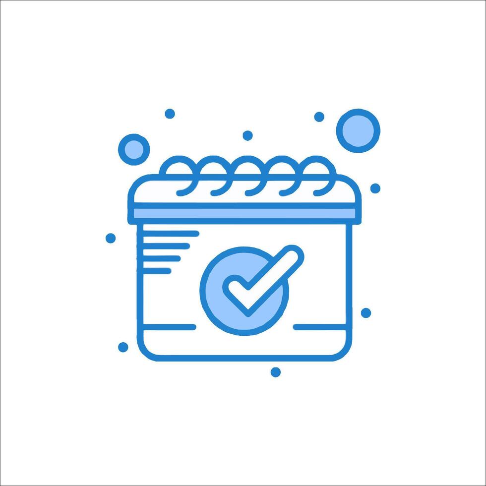 A blue icon of a box with a check mark vector