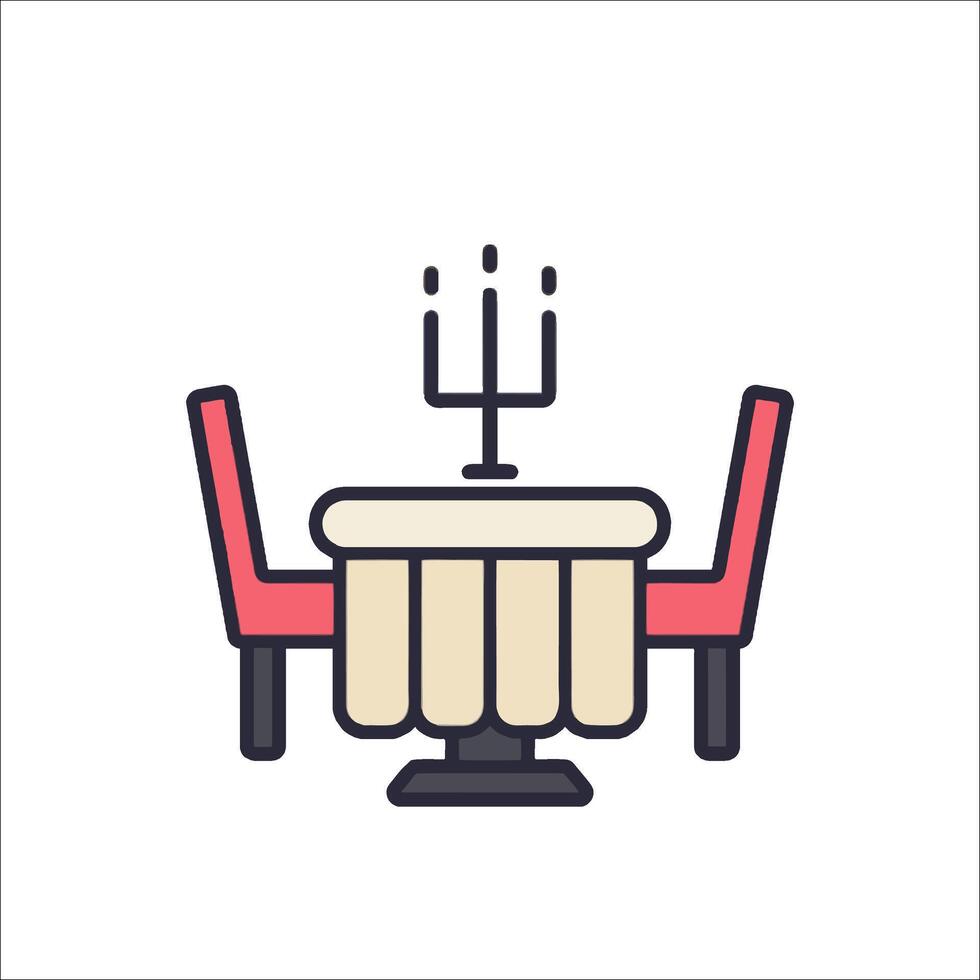 A restaurant table with two chairs and a candle vector