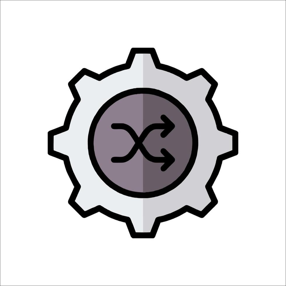A gearwheel with an arrow pointing to the left vector