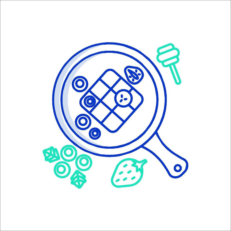 A pan with food and a spoon vector