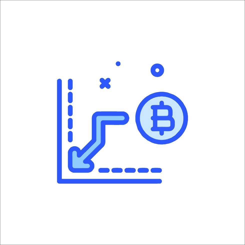 Bitcoin icon with a line drawing of a coin vector