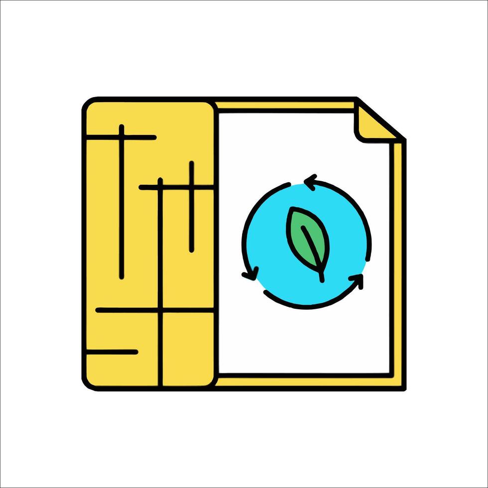 A file with a leaf on it and a green arrow vector