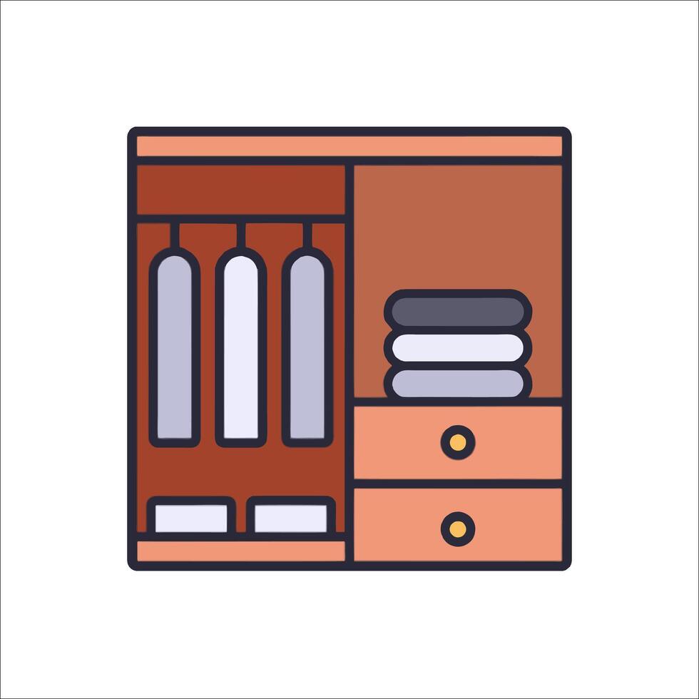 Closet icon with clothes and towels vector
