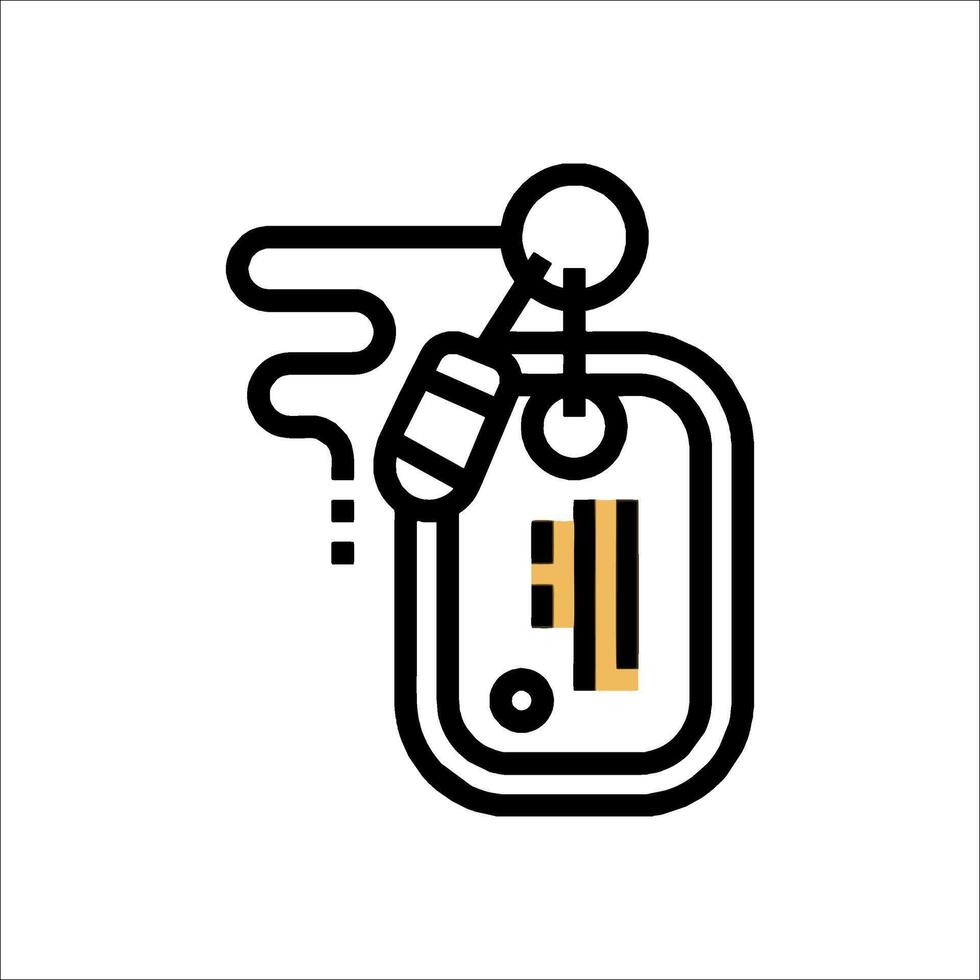 A black and white image of a keychain with a key vector