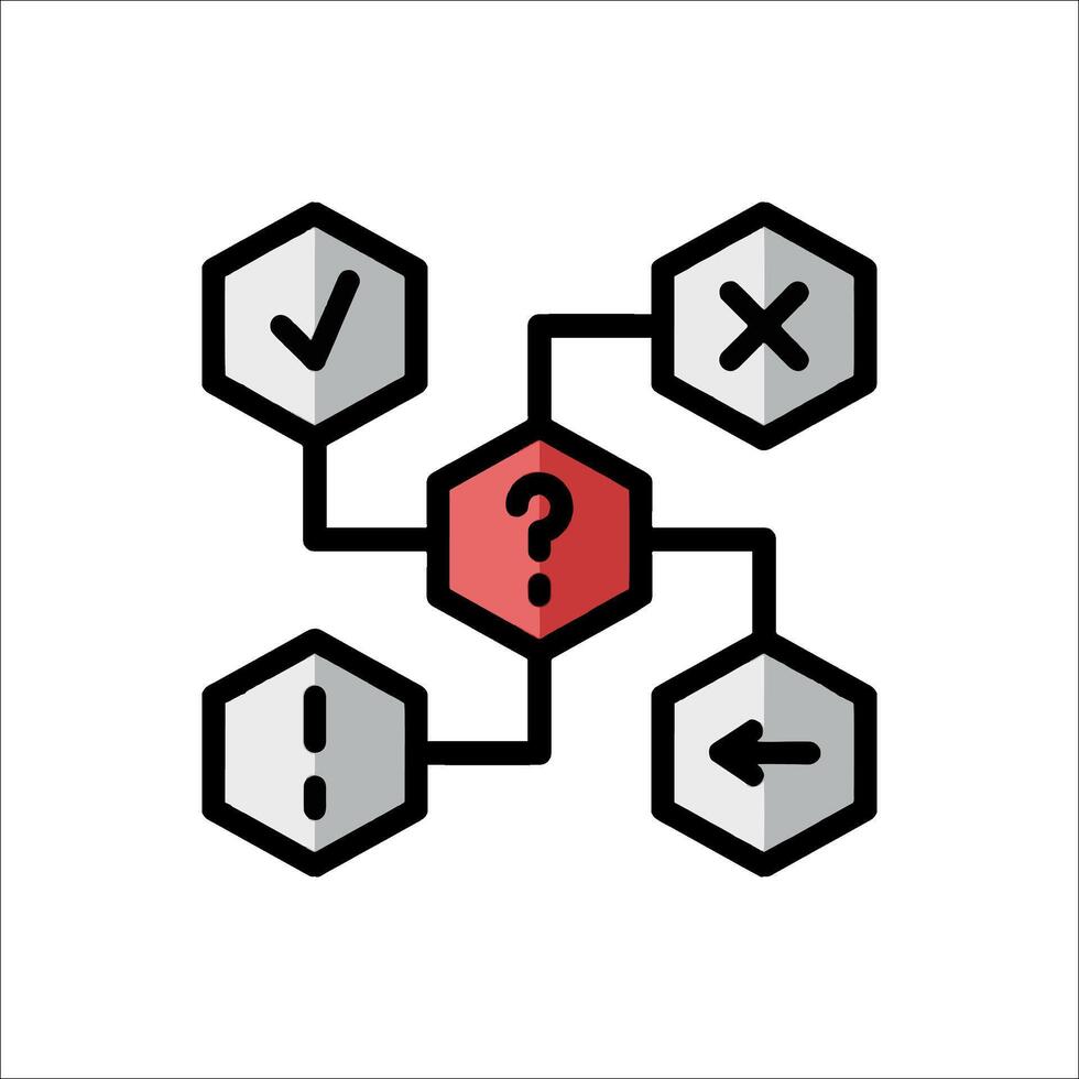 A hexagon with question mark and arrows vector