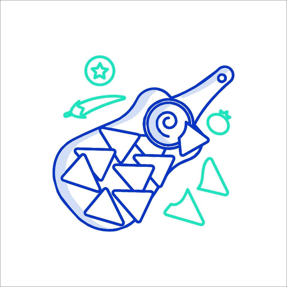 A blue line drawing of a knife and a fork vector