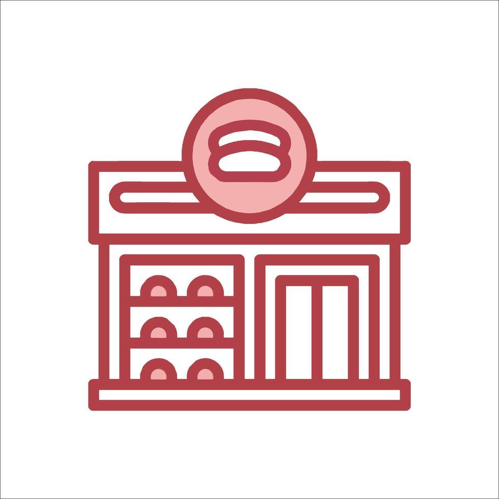 A red line icon of a store with a sign on it vector