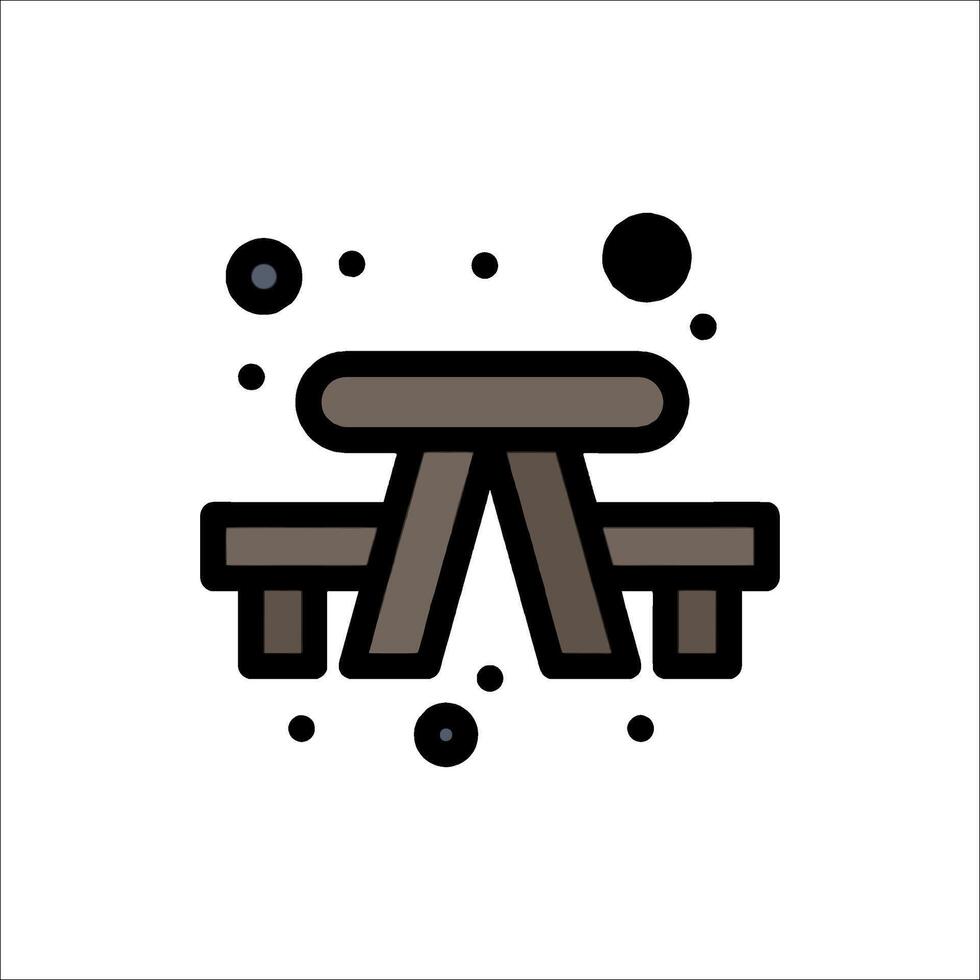 A picnic table and bench icon on a white background vector