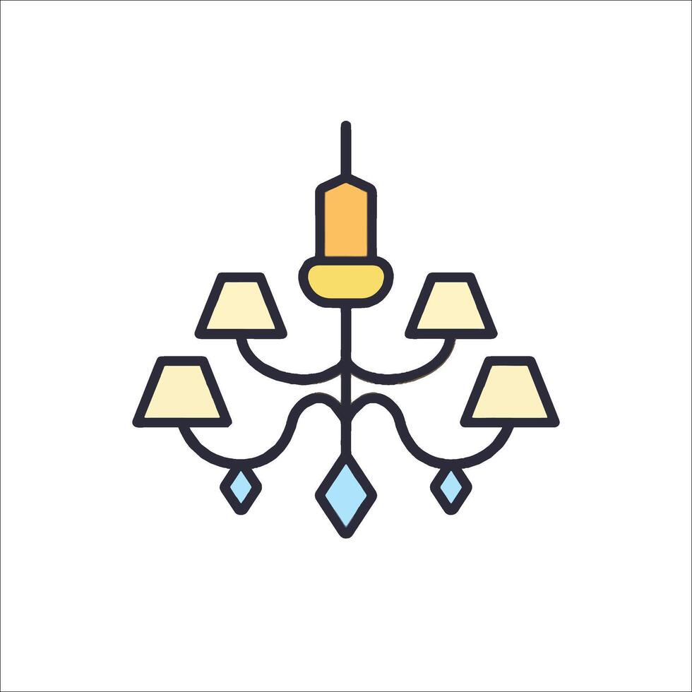A chandelier with four lamps on it vector