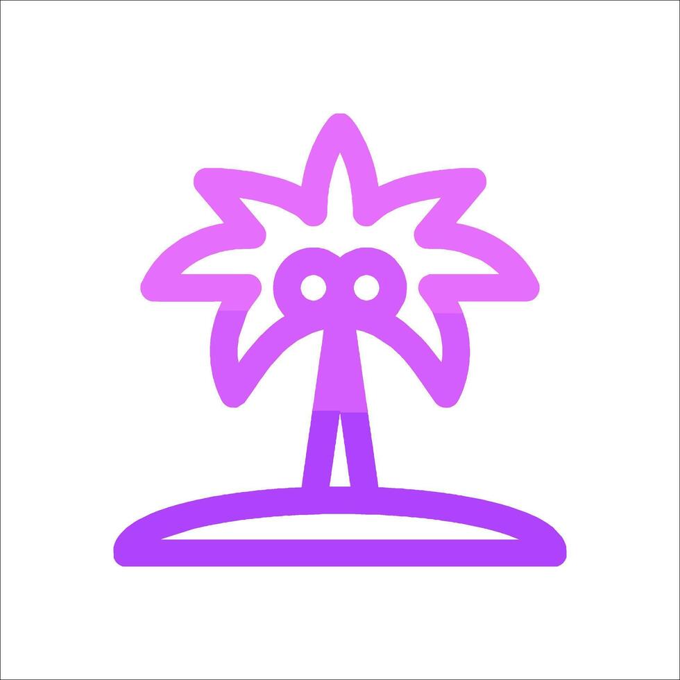 A purple icon of a palm tree on an island vector