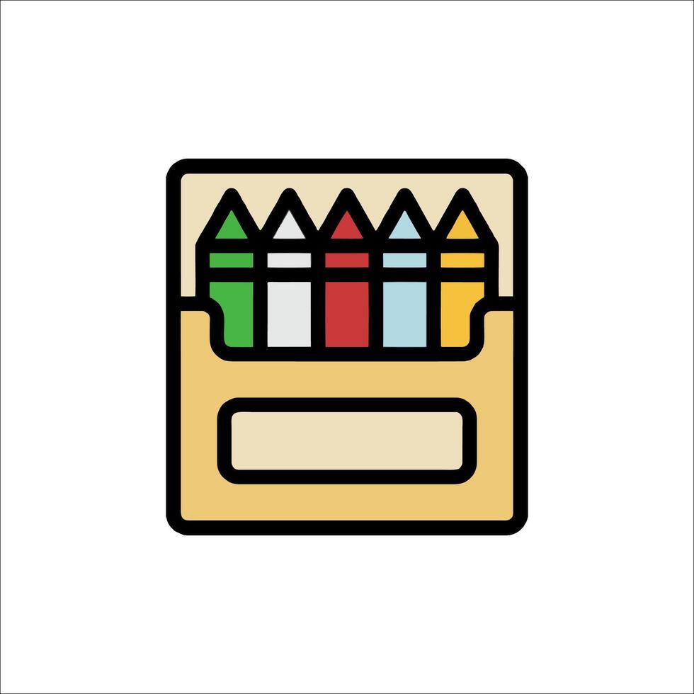 Color crayons in a box icon illustration vector