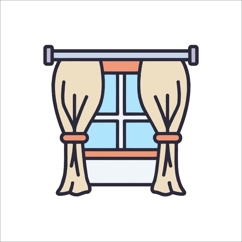 Window curtain icon illustration vector