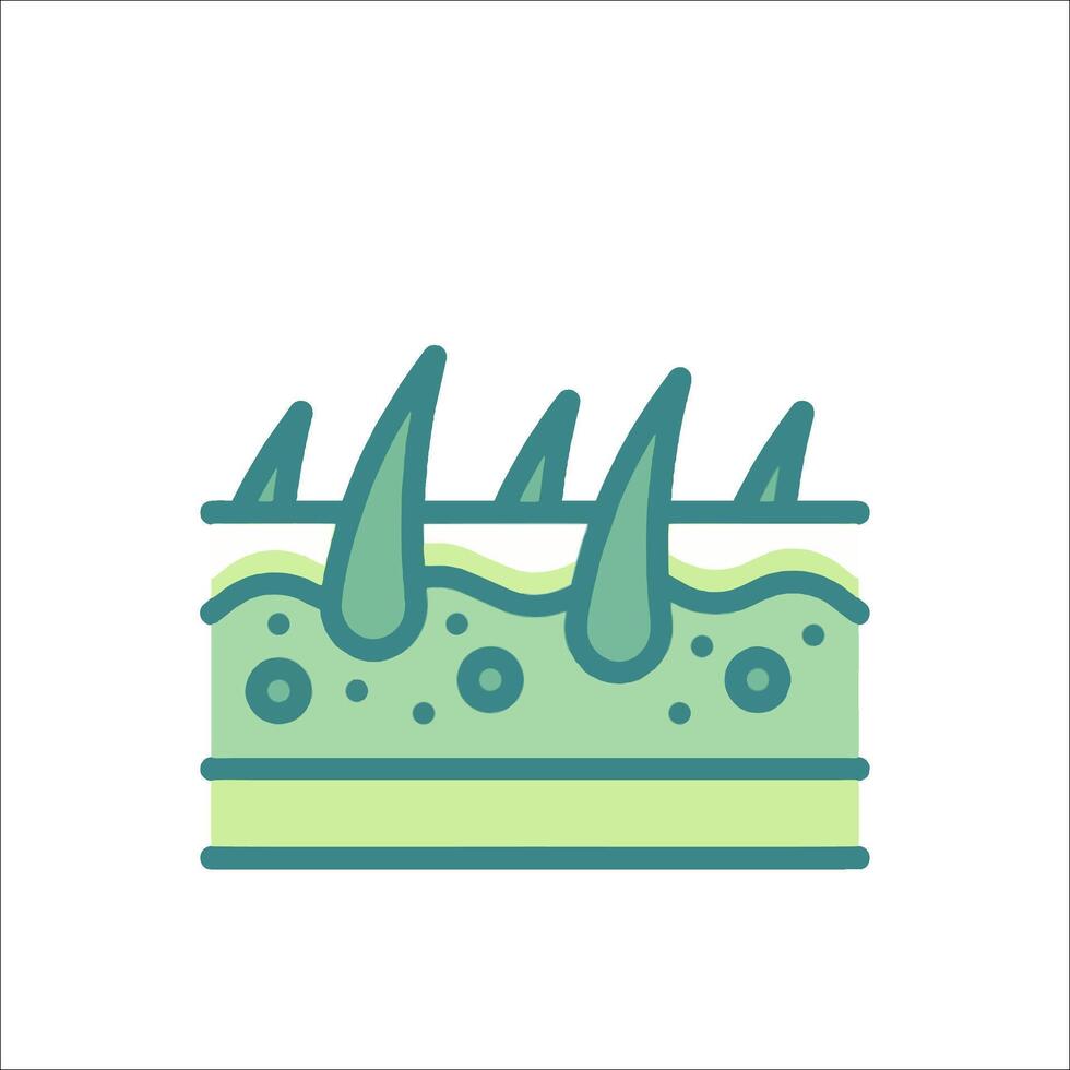 A green and blue line icon of a piece of skin vector