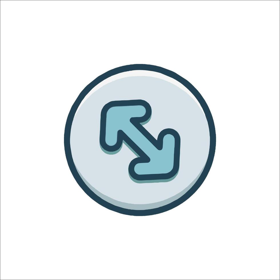 A blue arrow pointing to the left in a circle vector