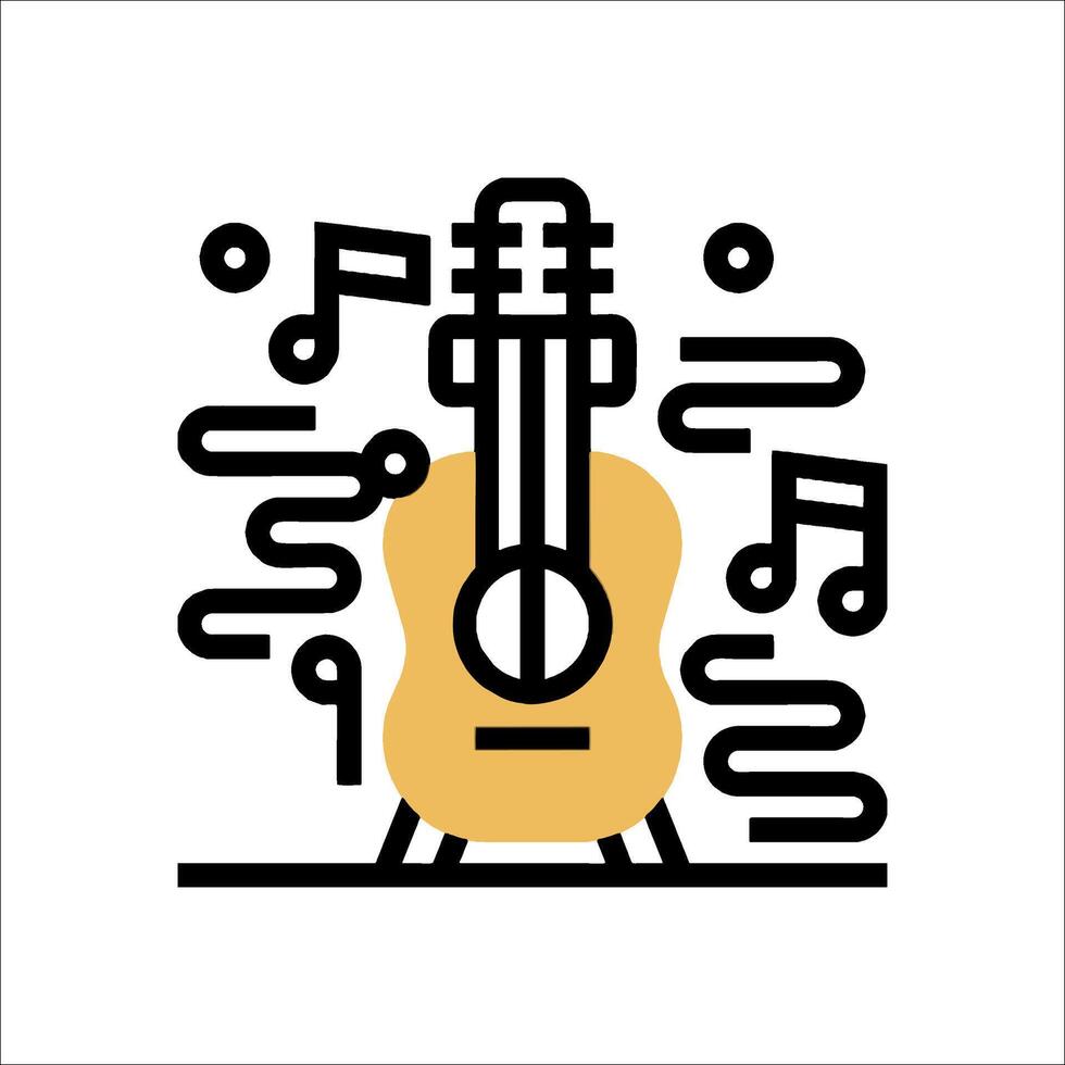 A guitar and music notes icon vector