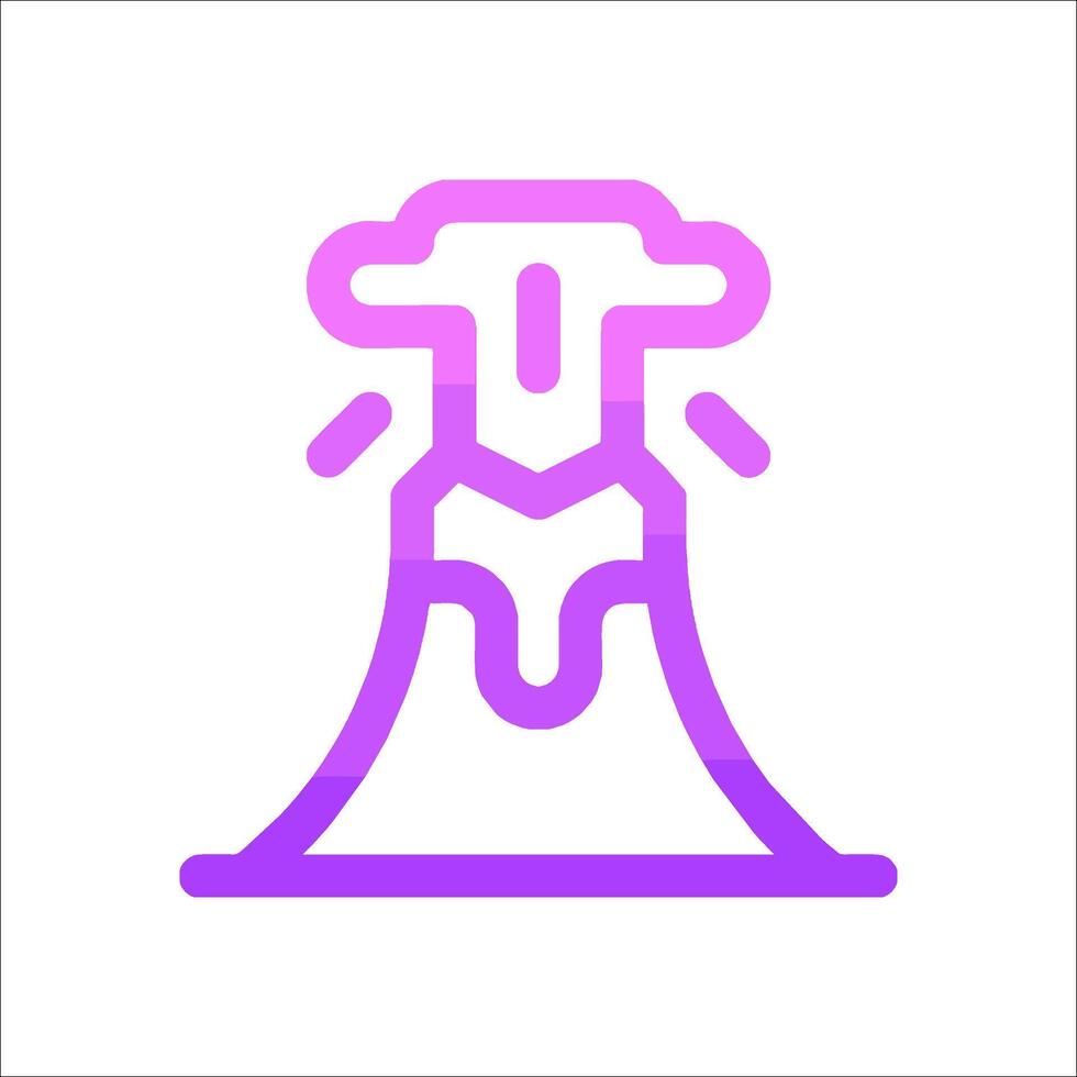 A purple and pink icon of a volcano vector