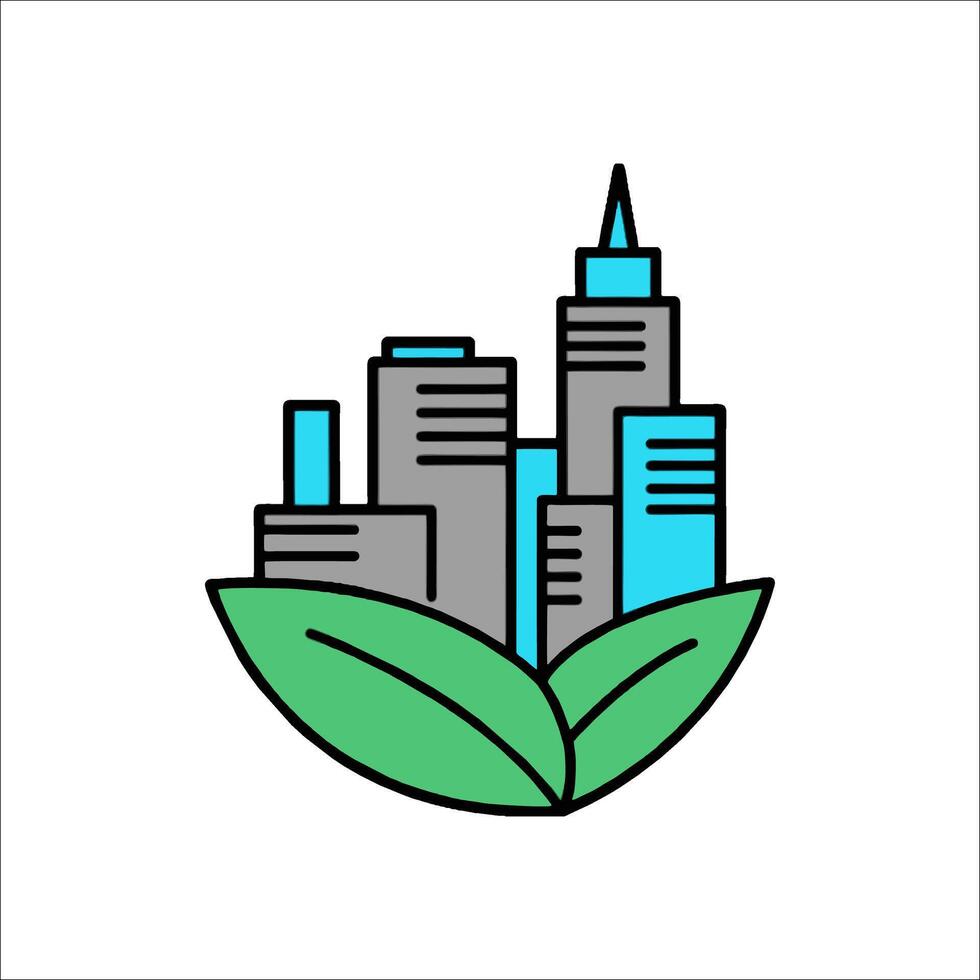 A city with green leaves on it vector