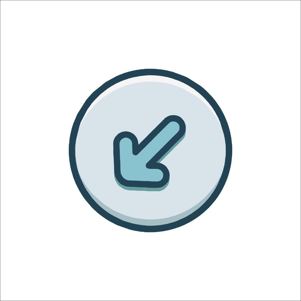 A blue arrow pointing down in a circle vector