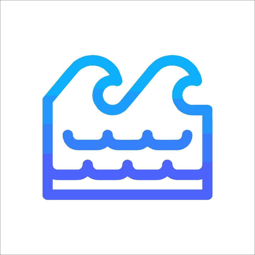 Wave icon, blue and white vector