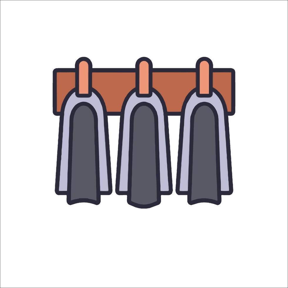 Three pairs of pants hanging on a rack vector
