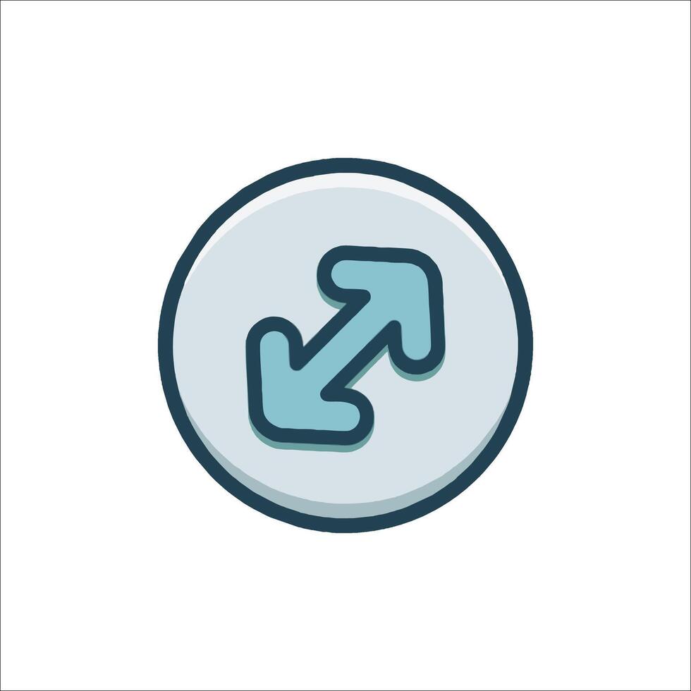 A blue arrow pointing to the left in a circle vector