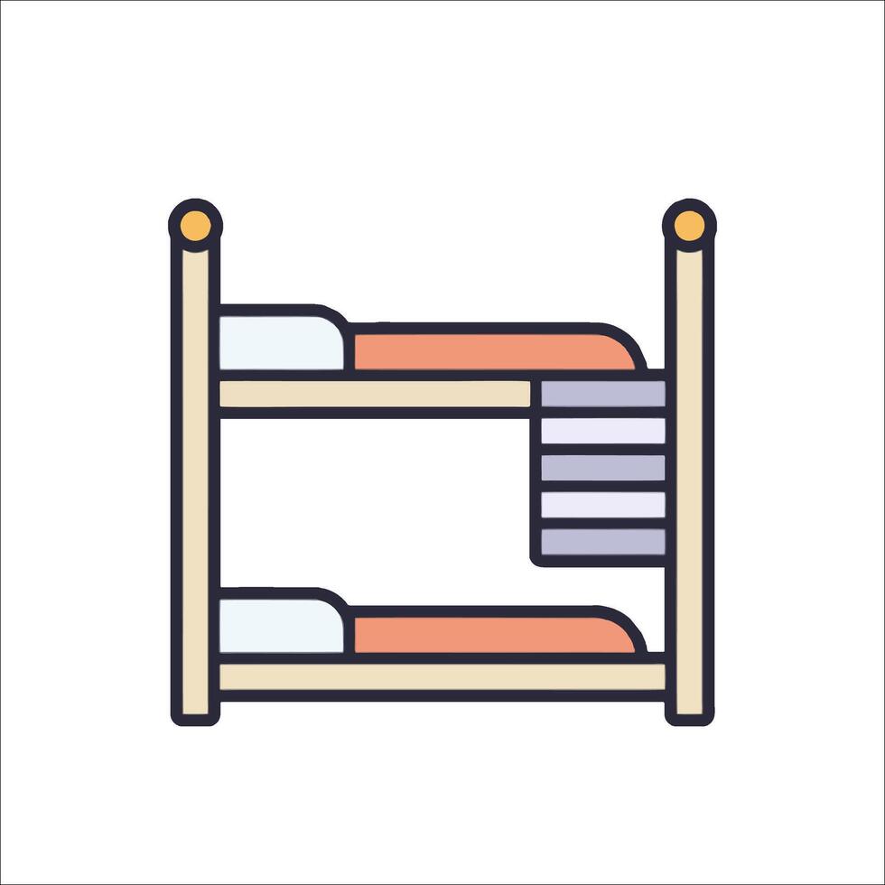 Bunk bed with two beds and a towel vector