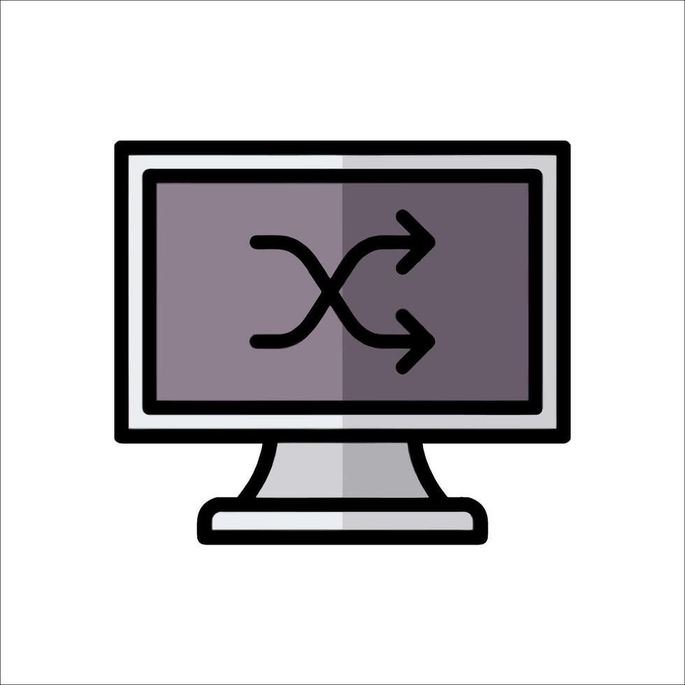 A computer monitor with an arrow pointing to it vector